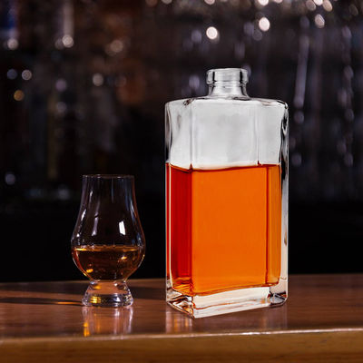 500 ml High Square Clear Glass Flask για Σόδα Custom Cork Vodka Whiskey Brandy Flask