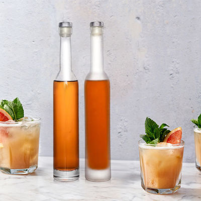 350 ml 375 ml 500 ml Διαφανές Στρογγυλό Γυαλί Ουίσκι Ρομ Μπουκάλι κρασιού με φελλό