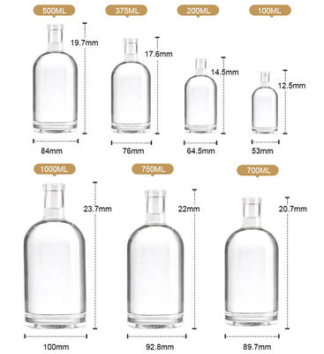 Διαυγές οβάλ μπουκάλι 100ml 250ml 500ml 700ml 750ml κενό μπουκάλι κρασιού με φελλό