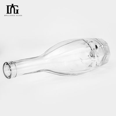 Γυάλινο κολάρο 375ml 500ml 700ml 750ml Σούπερ Φλιντ Ουίσκι και Βότκα Σπρίτ Τζιν Γυάλινο μπουκάλι Κορκ Top