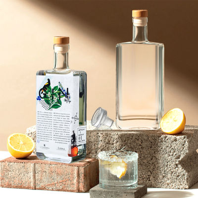 OEM/ODM Αποδεκτό 50ml 100ml 200ml 500ml τετραγωνικό μπουκάλι γυαλιού κρασιού για κονιάκ Βότκα ουίσκι