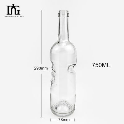 750 ml Διαυγές κενό γυάλινο μπουκάλι για Brandy και Liquors Προσαρμοσμένο σχέδιο