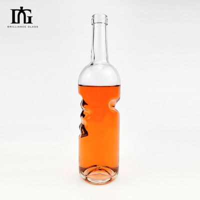 750 ml Διαυγές κενό γυάλινο μπουκάλι για Brandy και Liquors Προσαρμοσμένο σχέδιο