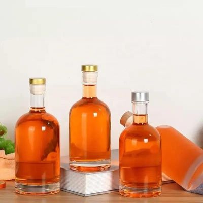Φλιντ γυαλί Ματ Μαύρο 500ml/700ml/750ml Κενό Στρογγυλό Βότκα Πνευματώδη Ουίσκι Τζιν Μπουκάλι Λικέρ με Φελλό