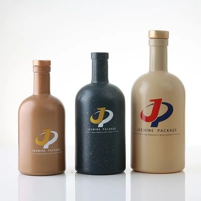 Φλιντ γυαλί Ματ Μαύρο 500ml/700ml/750ml Κενό Στρογγυλό Βότκα Πνευματώδη Ουίσκι Τζιν Μπουκάλι Λικέρ με Φελλό