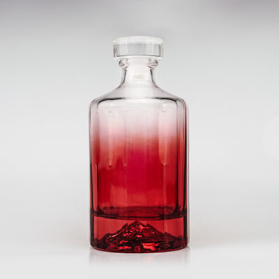 Ουίσκι 500 ml Creative Design γυάλινο μπουκάλι με κόκκινο ηφαιστειακό βουνούμενο κάτω μέρος και γυάλινο φελλό