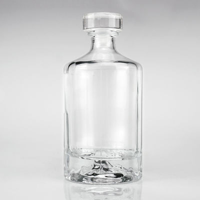 Ουίσκι 500 ml Creative Design γυάλινο μπουκάλι με κόκκινο ηφαιστειακό βουνούμενο κάτω μέρος και γυάλινο φελλό