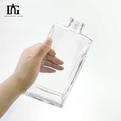 500 ml High Square Clear Glass Flask για Σόδα Custom Cork Vodka Whiskey Brandy Flask