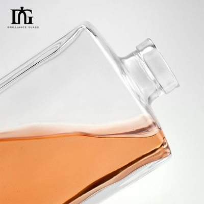 500 ml High Square Clear Glass Flask για Σόδα Custom Cork Vodka Whiskey Brandy Flask
