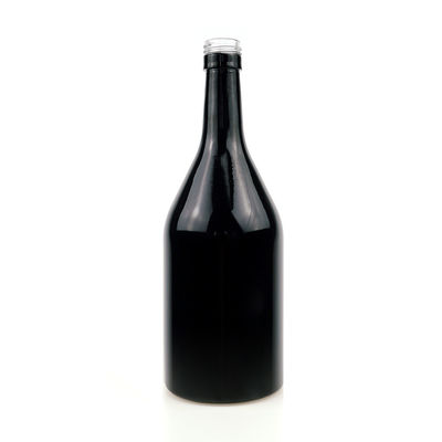 Διαυγές Μεγάλο Σωλήνιο μπουκάλι Custom Luxury Black Beverage Cork Graving Gin Ουίσκι Βότκα 500ml 1.75L
