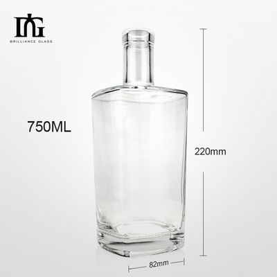 750 ml Διαυγές κόκκινο κρασί ουίσκι γυάλινο μπουκάλι με φελλό για OEM / ODM αποδεκτό και σχεδιασμό