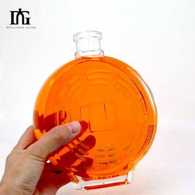 Υλικό γυάλινου κολάρου Custom Moon Shape 700ml μπουκάλι ρούμι για οινοπνεύματα και ποτά