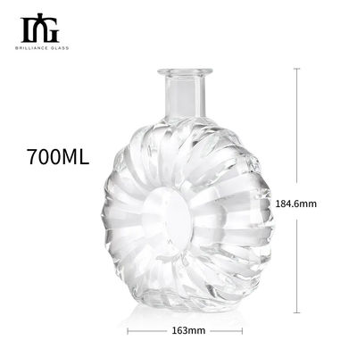 Υλικό γυάλινου κολάρου Custom Moon Shape 700ml μπουκάλι ρούμι για οινοπνεύματα και ποτά