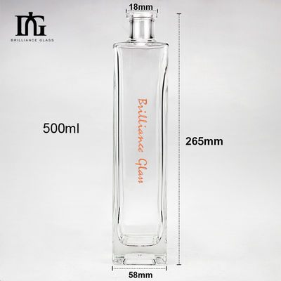 Διαφανές 500 ml τετράγωνο γυάλινο μπουκάλι με βαρύ πάτο και φελλό