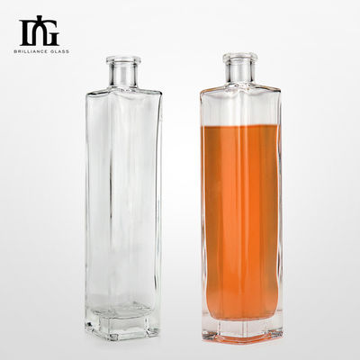 Διαφανές 500 ml τετράγωνο γυάλινο μπουκάλι με βαρύ πάτο και φελλό