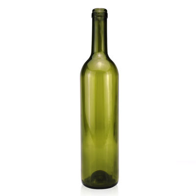 750 ml Prime Colour γυάλινο μπουκάλι για κόκκινα κρασιά στρογγυλό σχήμα πράσινο χρώμα φελλό καπάκι