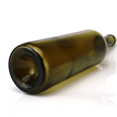 750 ml Prime Colour γυάλινο μπουκάλι για κόκκινα κρασιά στρογγυλό σχήμα πράσινο χρώμα φελλό καπάκι