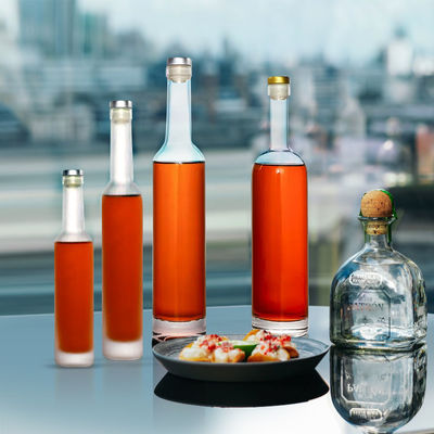 350 ml 375 ml 500 ml Διαφανές Στρογγυλό Γυαλί Ουίσκι Ρομ Μπουκάλι κρασιού με φελλό