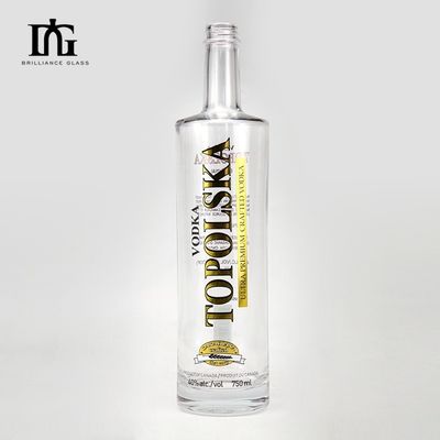 Παγωμένο Custom 750ml Super Flint γυάλινο μπουκάλι για τζιν Βότκα ρούμι Ουίσκι Brandy εκτύπωση