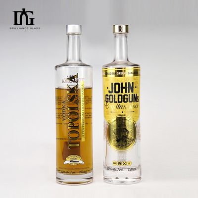 Παγωμένο Custom 750ml Super Flint γυάλινο μπουκάλι για τζιν Βότκα ρούμι Ουίσκι Brandy εκτύπωση