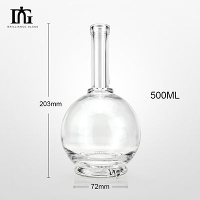 Μπουκάλι γυαλιού 500ml Μακρύ λαιμό στρογγυλό κάτω Custom κενό μπουκάλι αλκοόλ για ουίσκι βότκα