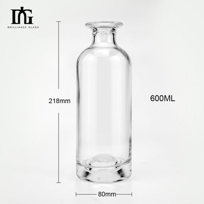 Επιφάνεια χαρακτικής 700 ml Στρογγυλό σχήμα πλατύ στόματος γυάλινο μπουκάλι για καθαρό ουίσκι βότκα