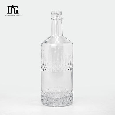 Η επιφάνεια του οξέος στρογγυλή 550 ml 700 ml οινοπνευματώδη ποτά γυάλινο μπουκάλι για ανθρακούχα ποτά