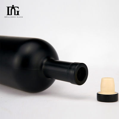 Ματ Μαύρο 200ml 375ml 500ml 750ml Στρογγυλό Φλιντ γυάλινο μπουκάλι για οινοπνεύματα και ποτά