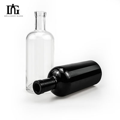Μοναδικό σχεδιασμό τεκίλας 700ml 1000ml Ματ μαύρο ελαιόλαδο γυάλινα μπουκάλια με φελλό