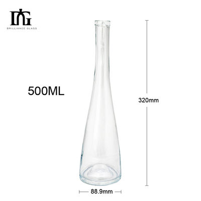 Απευθείας 500 ml κενά καθαρά γυάλινα μπουκάλια δώρου αλκοόλ με φελλό και καπάκι βίδα
