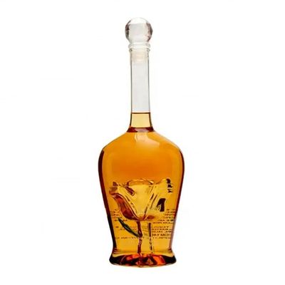 750 ml χειροποίητα φουσκωμένα γυάλινα μπουκάλια κρασιού με μοναδικό διακοσμημένο σχήμα λουλουδιού τριαντάφυλλου