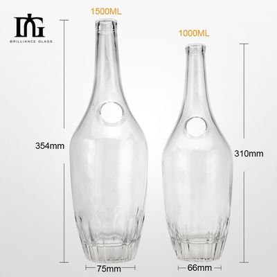 1000 ml χωρητικότητας Διαφανές γυάλινο μπουκάλι για βότκα Ουίσκι Αλκοολούχα