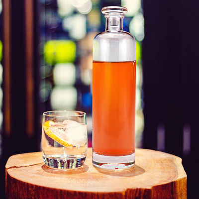 500 ml/700 ml/750 ml Στρογγυλά Στήλινα Λεπτά Υψηλά Μπουκάλια Γυαλί Βότκας με Κεπάκι Κεραμίδας
