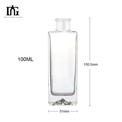 Υλικό γυάλινο κολάρο 700ml 750ml Διαυγές Μπράντυ Ρουμ Ουίσκι Τζιν Βότκα μπουκάλι με φελλό