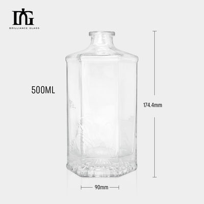 Τύπος σφράγισης Φελλός 500 ml Διαυγές μπουκάλι γυαλιού για οινοπνευματώδη προϊόντα τεκίλας