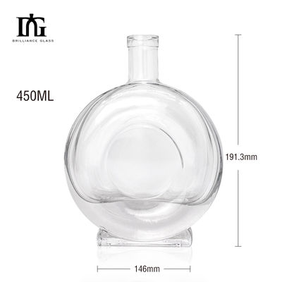 450 ml 500 ml γυάλινο μπουκάλι για οινοπνευματώδη ποτά Προσαρμόστε διαυγές στρογγυλό κλασικό κενό