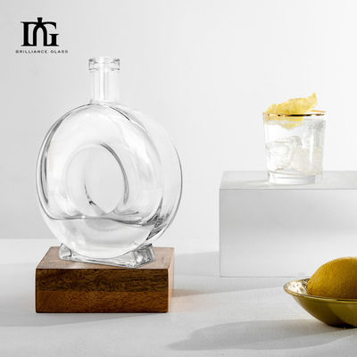 450 ml 500 ml γυάλινο μπουκάλι για οινοπνευματώδη ποτά Προσαρμόστε διαυγές στρογγυλό κλασικό κενό