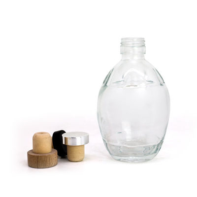 250 ml 375 ml 700 ml γυάλινο κολάρο μπουκάλια σιρόπι σφαιριού επίπεδη μπουκάλι σιρόπι με λαβή