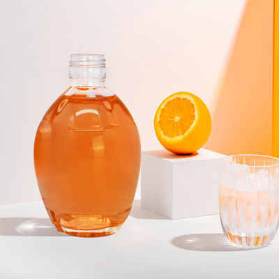250 ml 375 ml 700 ml γυάλινο κολάρο μπουκάλια σιρόπι σφαιριού επίπεδη μπουκάλι σιρόπι με λαβή