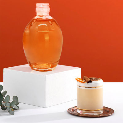 250 ml 375 ml 700 ml γυάλινο κολάρο μπουκάλια σιρόπι σφαιριού επίπεδη μπουκάλι σιρόπι με λαβή