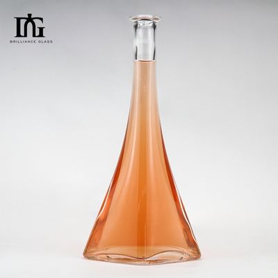 750 ml Slim Clear Empty Glass Wine Bottle με χαραγμένο και πολυμερές καουτσούκ