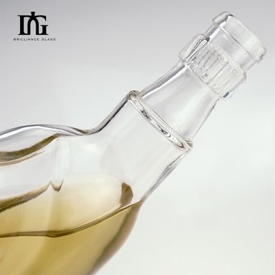 Προσαρμοσμένο υλικό γυάλινου κολάρου γυάλινα μπουκάλια με αλκοόλ για τζιν 500ml 700ml χωρίς μόλυβδο