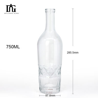 Αποδεκτό OEM/ODM Ευρωπαίο στυλ πολυτελή 700ml 750ml μοναδικό ουίσκι ρούμι τζιν γυάλινο μπουκάλι
