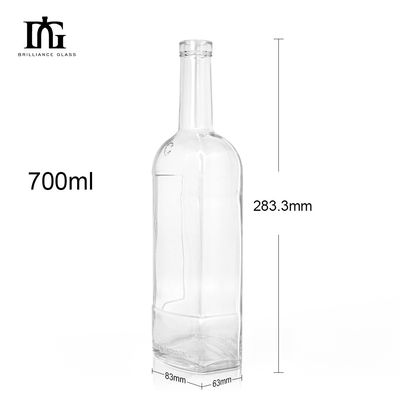 Γυάλινο κολάρο 750ml 700ml 500ml στρογγυλό μπουκάλι κρασιού για οινοπνευματώδη ποτά
