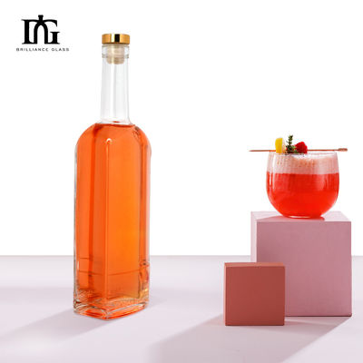 Γυάλινο κολάρο 750ml 700ml 500ml στρογγυλό μπουκάλι κρασιού για οινοπνευματώδη ποτά