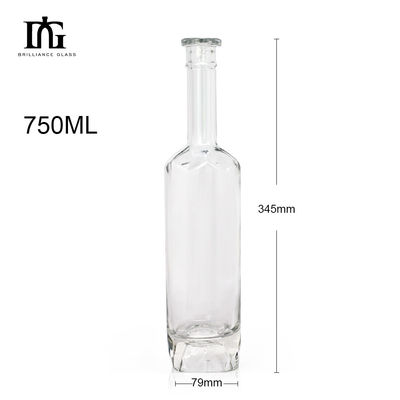 Ουίσκι Βότκα Τζιν Ρουμ 700ml Στρογγυλό Διαυγές γυάλινο μπουκάλι με φελλό και καπάκι με βίδα