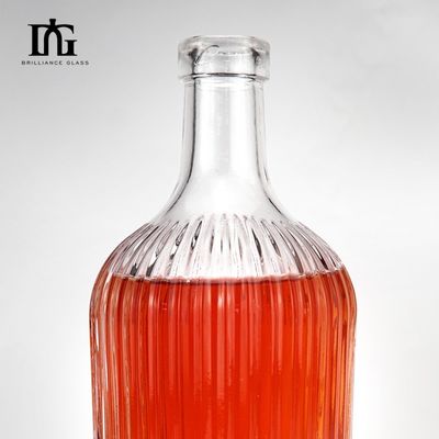 700 ml/750 ml/1000 ml Διαυγές γυάλινο στρογγυλό κενό μπουκάλι κρασιού και ρούμι με τύπου σφραγίσματος από φελλό