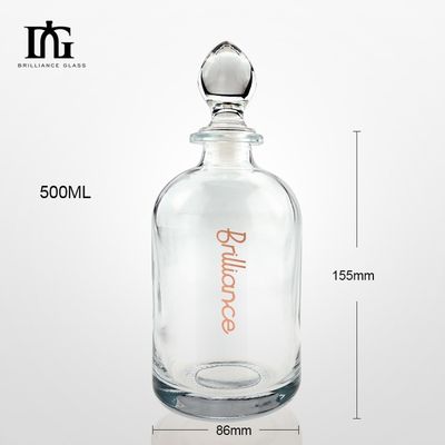 500 ml σαφές γυάλινο φρούτο κρασί μπουκάλι οινοπνεύματος με κούρκο χαραγμένη επιφάνεια χειρισμού