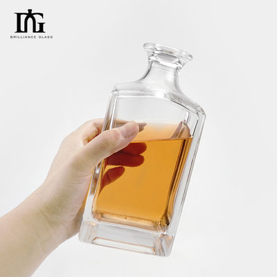 500ml/700ml/750ml/1000ml γυάλινο μπουκάλι ουίσκι με τετράγωνο σχέδιο