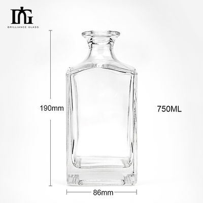 500ml/700ml/750ml/1000ml γυάλινο μπουκάλι ουίσκι με τετράγωνο σχέδιο